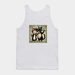 Retro Disco Kitty With Mouse Friend Tank Top